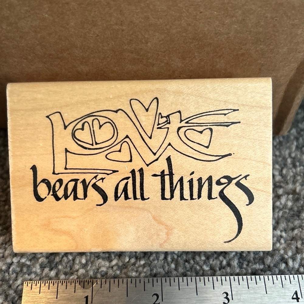 Love bears all things Wood Mounted Rubber Stamp G079 Rosebud